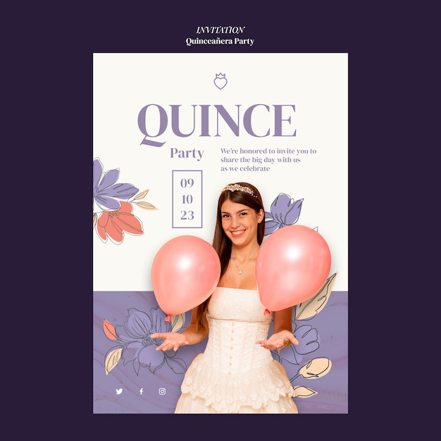 Free PSD quinceanera party template deisgn