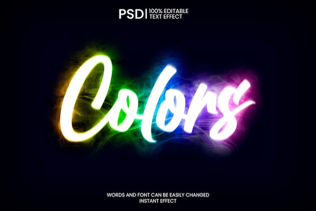 Free PSD rainbow smoke text effect