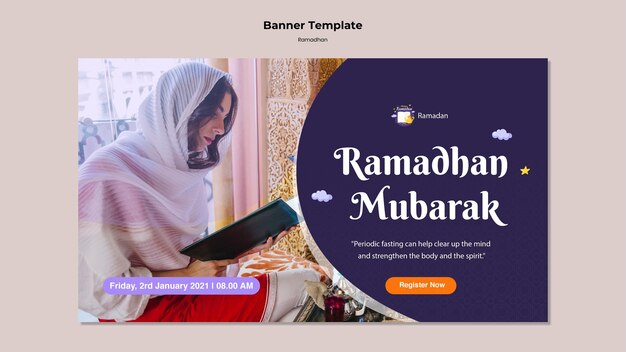 Ramadan banner template with photo