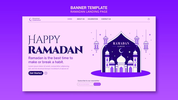 Free PSD ramadan celebration landing page template