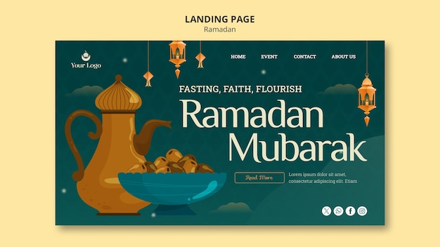 Free PSD ramadan celebration landing page template