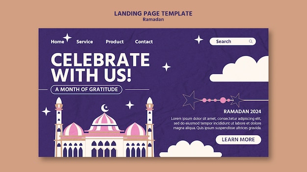 Free PSD ramadan celebration landing page template