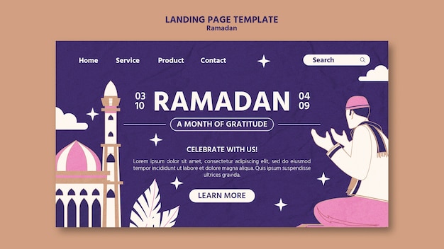 Free PSD ramadan celebration landing page template