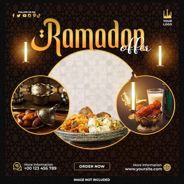 Free PSD ramadan iftar menu social media template