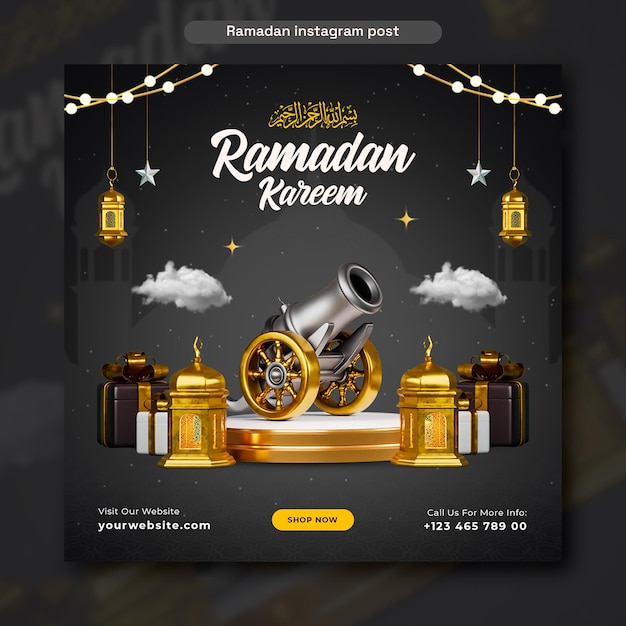 Free PSD ramadan kareem islamic festival social media post design template