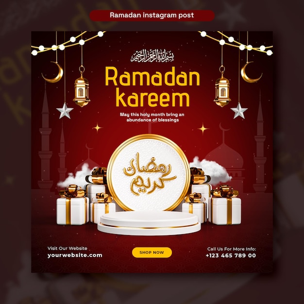 Free PSD ramadan kareem islamic festival social media post design template