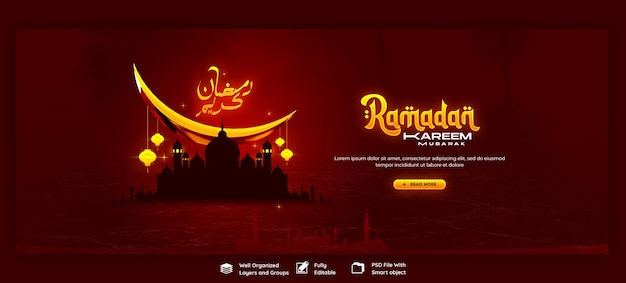 Free PSD ramadan kareem mubarak islamic festival religious facebook cover banner template