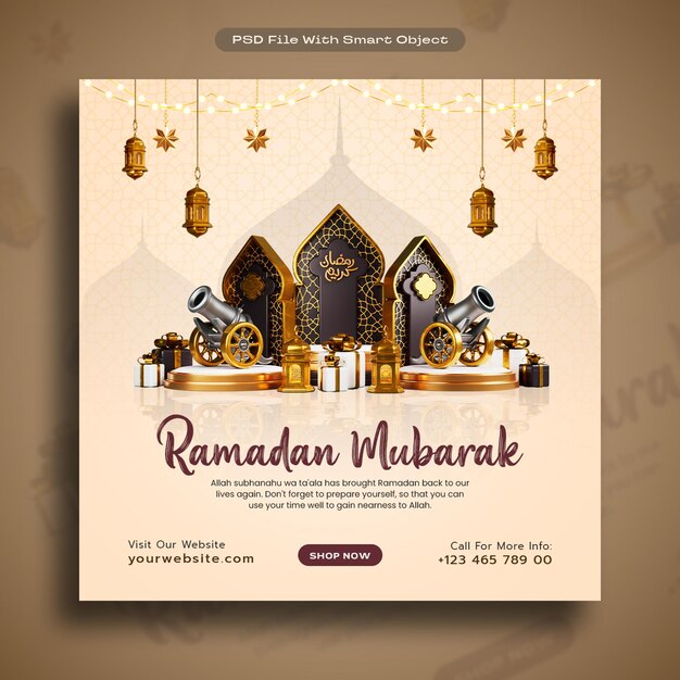 Ramadan mubarak islamic festival social media post template