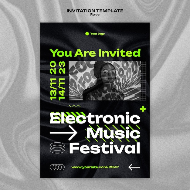 Free PSD rave event invitation template