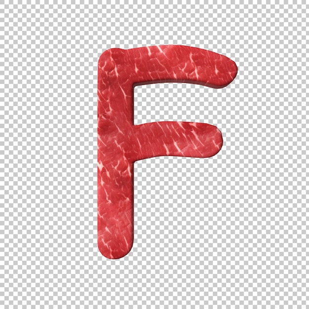 Free PSD raw meat alphabet on transparent background