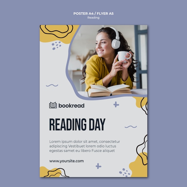 Free PSD reading concept flyer template