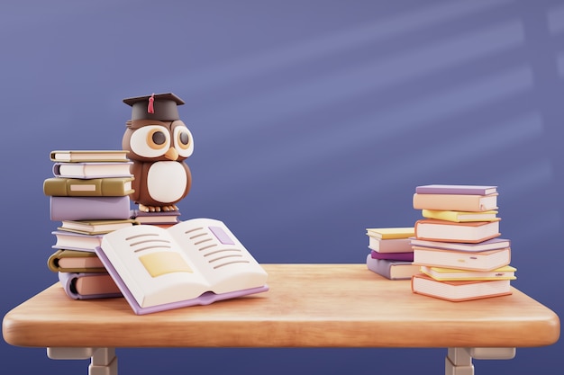 Free PSD reading still life 3d illustration