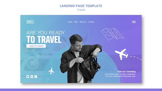 Free PSD ready to travel landing page template