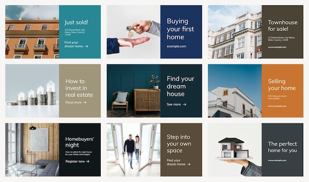 Real estate advertising template psd business presentation set