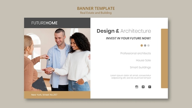 Free PSD real estate banner template with photo