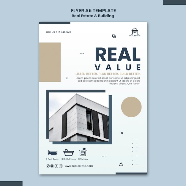 Real estate and building a5 flyer template