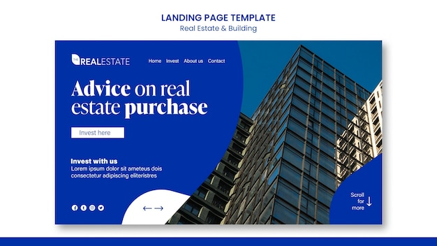 Free PSD real estate and building landing page template