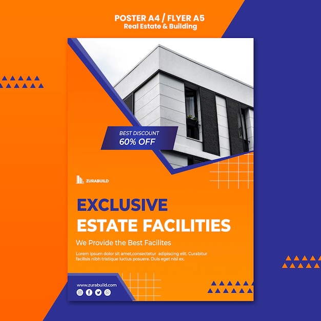 Free PSD real estate and building poster template