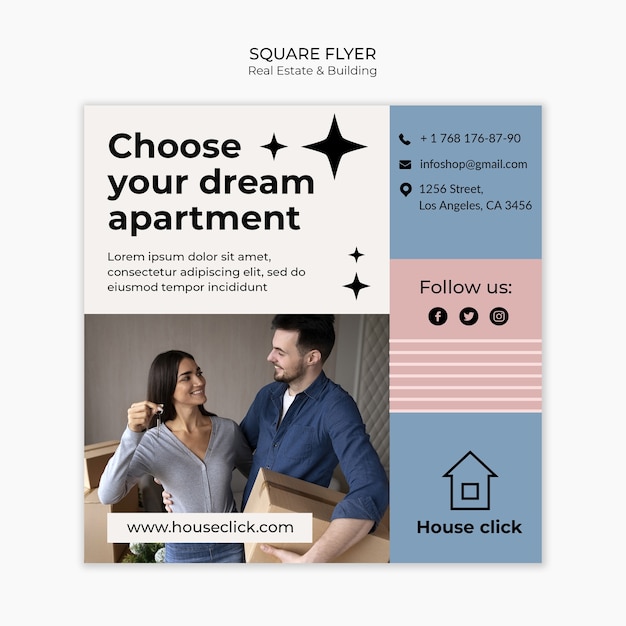 Free PSD real estate and building square flyer