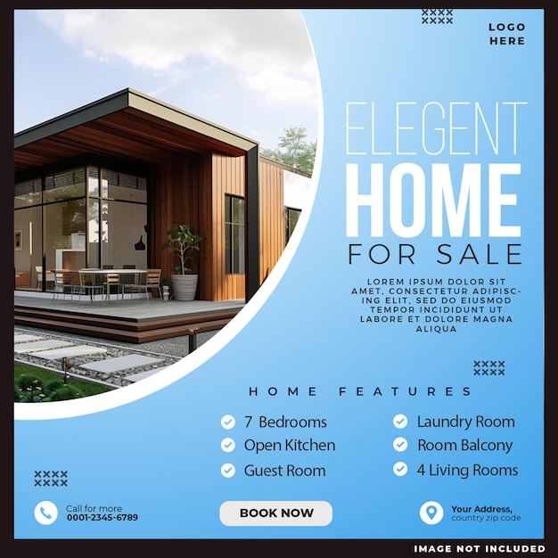 Free PSD real estate house instagram post or social media banner template