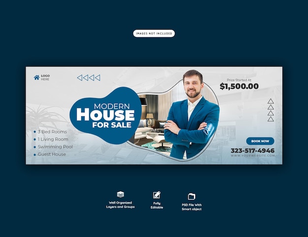 Free PSD real estate house property facebook cover banner template