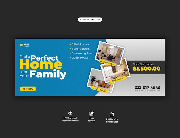 Real estate house property facebook cover banner template