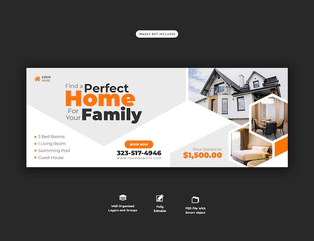 Real estate house property facebook cover banner template