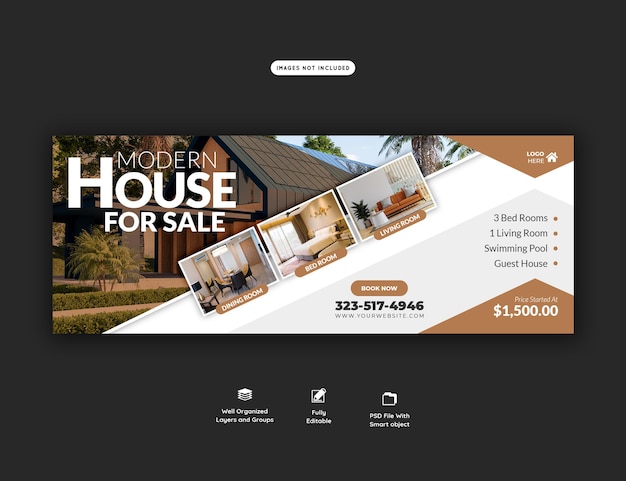 Real estate house property facebook cover banner template