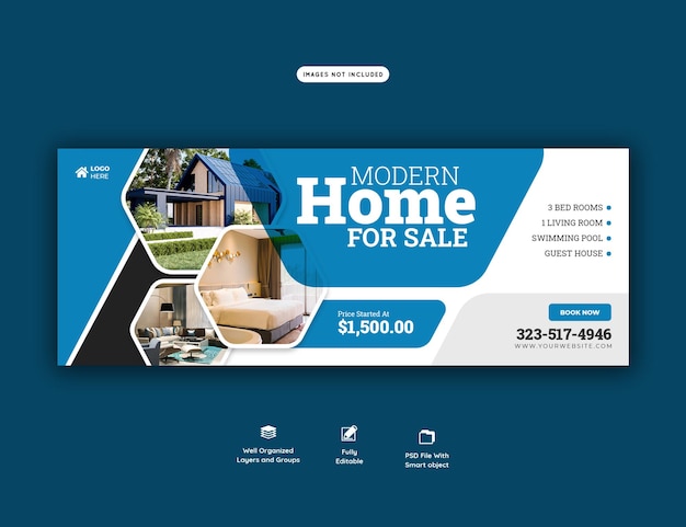 Free PSD real estate house property facebook cover banner template