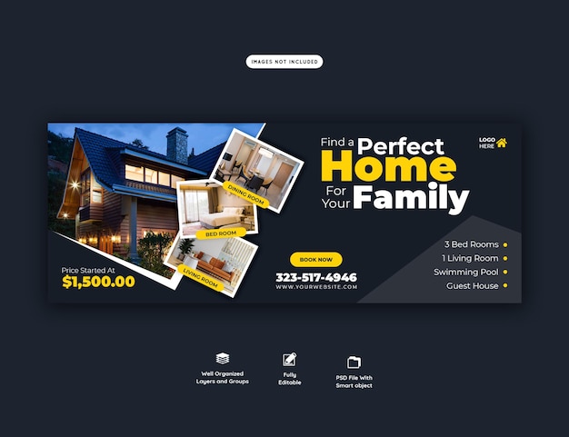 Real estate house property facebook cover banner template