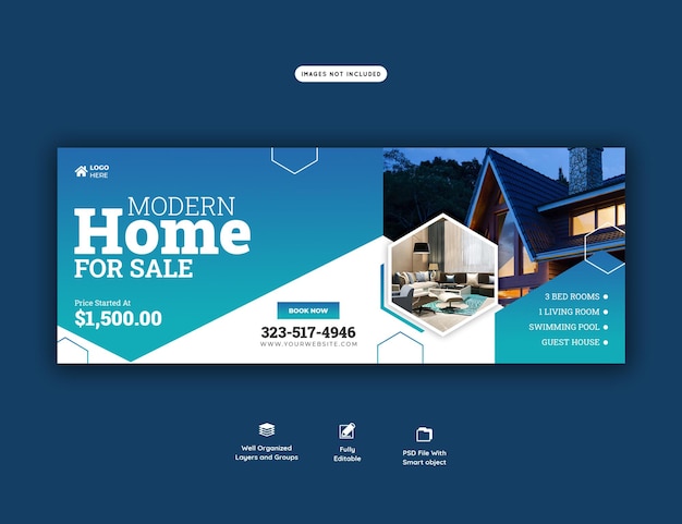 Free PSD real estate house property facebook cover banner template