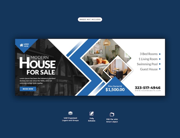 Free PSD real estate house property facebook cover banner template