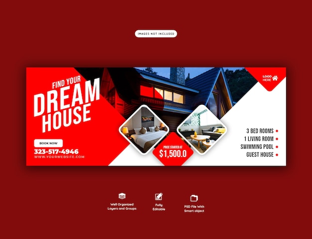 Real estate house property facebook cover banner template