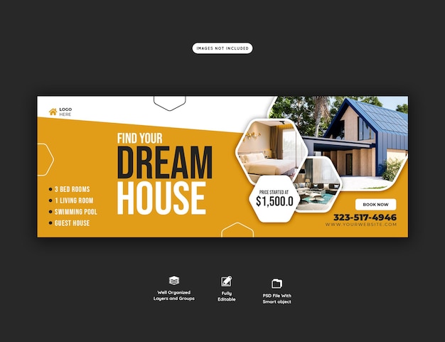 Free PSD real estate house property facebook cover banner template