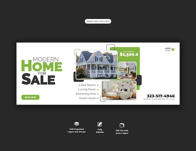 Real estate house property facebook cover banner template