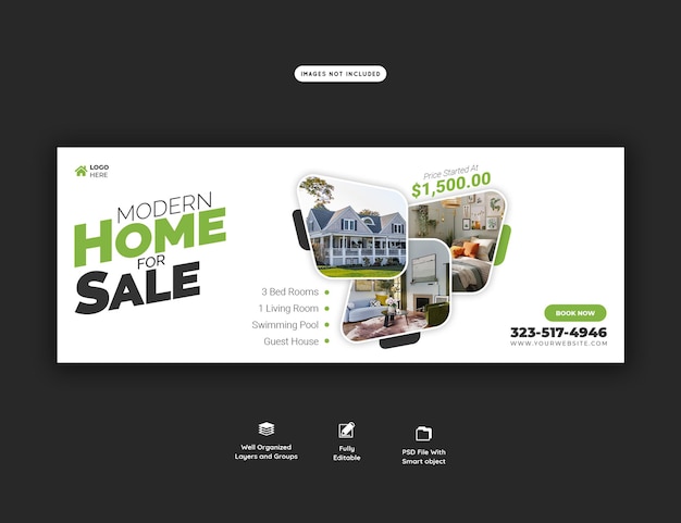 Free PSD real estate house property facebook cover banner template