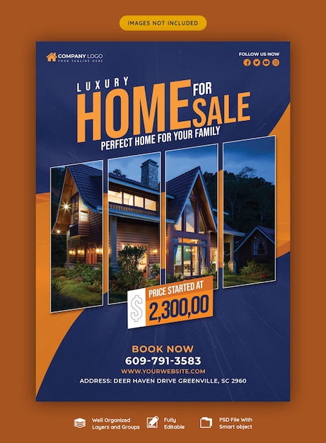 Real estate house property flyer poster template