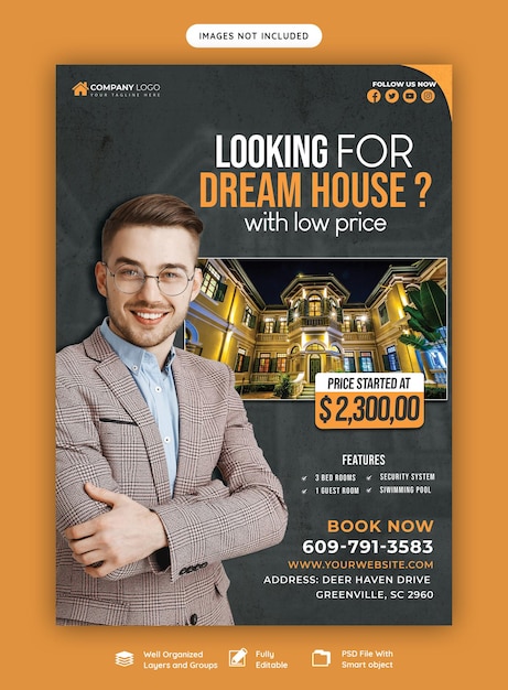 Real estate house property flyer poster template