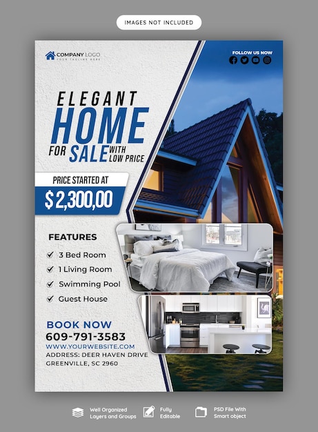 Free PSD real estate house property flyer poster template