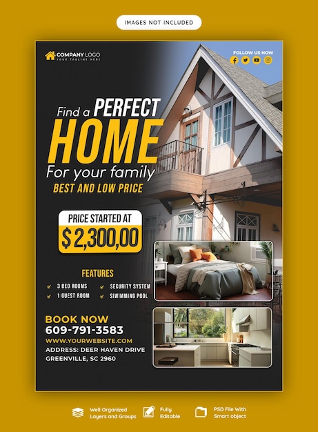 Real estate house property flyer poster template