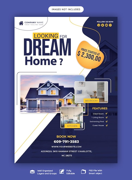 Real estate house property flyer poster template