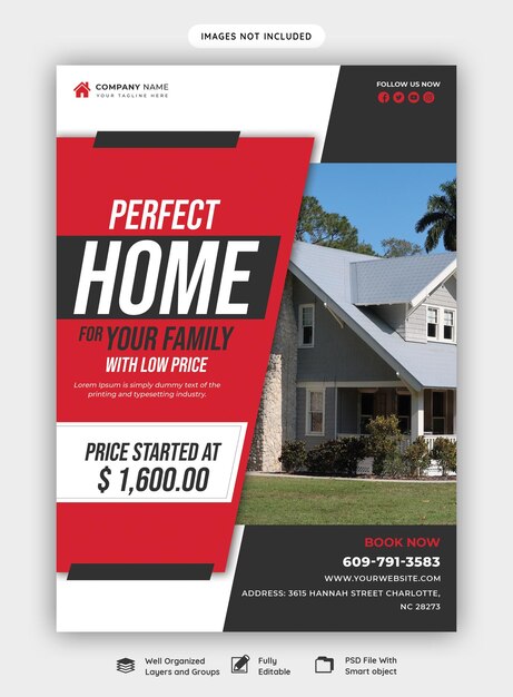 Real estate house property flyer poster template