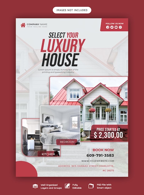 Free PSD real estate house property flyer poster template