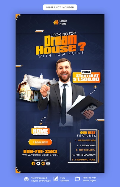 Free PSD real estate house property instagram and facebook story template