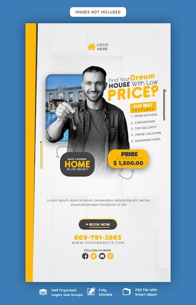 Free PSD real estate house property instagram and facebook story template