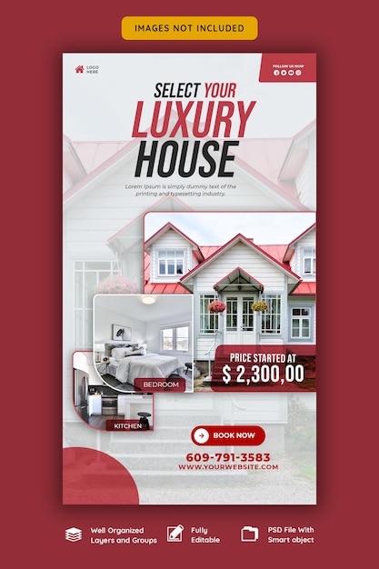 Free PSD real estate house property instagram and facebook story template