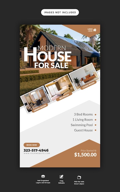 Free PSD real estate house property instagram and facebook story template