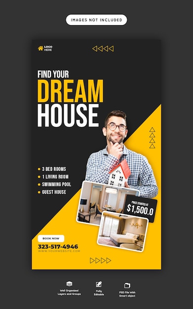 Free PSD real estate house property instagram and facebook story template