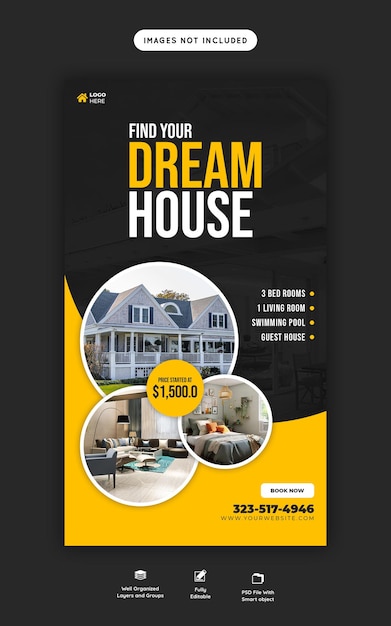 Free PSD real estate house property instagram and facebook story template