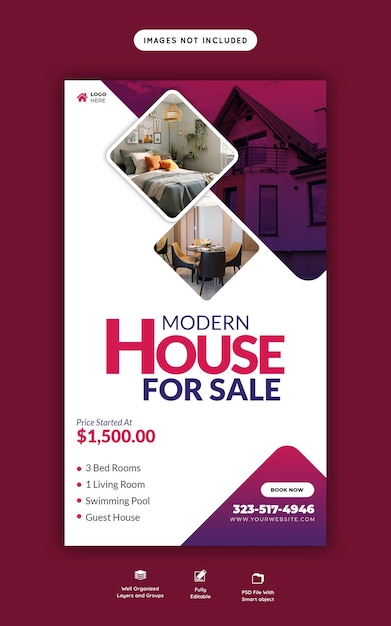 Free PSD real estate house property instagram and facebook story template